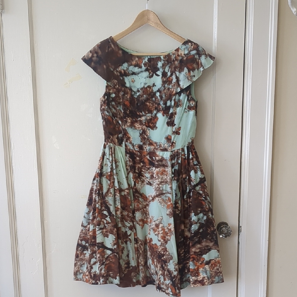 Ted Baker Green and Blue Fit and Flare Mini Dress